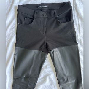 NWOT W118 By Walter Baker Knit Faux Leather Splice Mixed Media Leggings Pants XS
